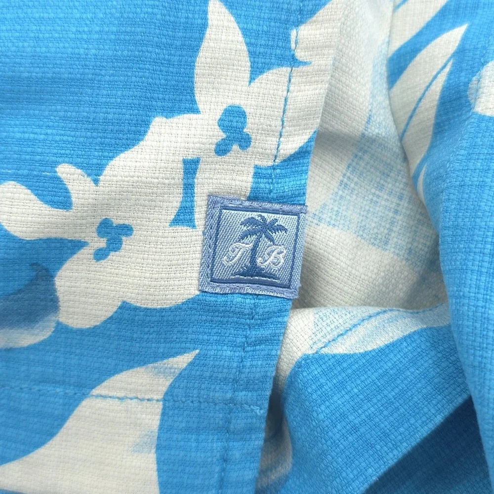 Tommy Bahama Shirt Mens XL Blue White 100% Silk Floral Hawaiian Camp Loop Collar - Picture 6 of 9